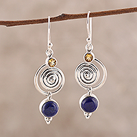 Featured review for Lapis lazuli and citrine dangle earrings, Gemstone Swirl