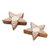 Teelichthalter aus Mangoholz, „Ferny Stars“ (Paar) – Teelichthalter aus Mangoholz mit Farnmuster und Sternen (Paar)