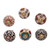 Ceramic knobs, 'Harmonious Flowers' (set of 6) - colourful Floral Ceramic Knobs from India (Set of 6)
