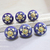 Ceramic knobs, 'Starry Brilliance' (set of 6) - Star Motif Ceramic Knobs from India (Set of 6) thumbail