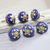 Ceramic knobs, 'Starry Brilliance' (set of 6) - Star Motif Ceramic Knobs from India (Set of 6) (image 2b) thumbail