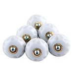 Ceramic knobs, 'White Glory' (set of 6) - Artisan Crafted Ceramic Knobs in White from India (Set of 6)