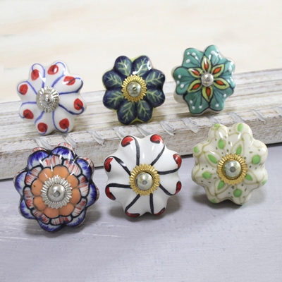 Ceramic knobs, Floral Homestead (set of 6)