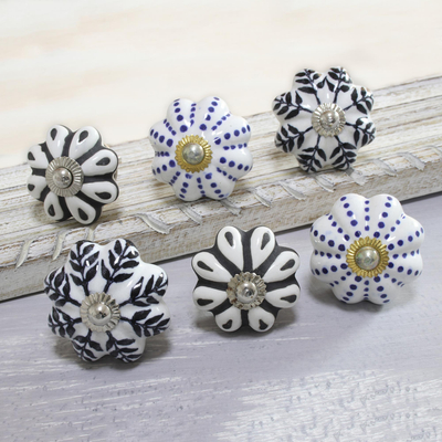 Ceramic knobs, Flowery Union (set of 6)