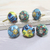 Ceramic knobs, 'Charming Globes' (set of 6) - Vibrant Floral Ceramic Knobs from India (Set of 6)