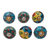 Ceramic knobs, 'Charming Globes' (set of 6) - Vibrant Floral Ceramic Knobs from India (Set of 6) (image 2a) thumbail
