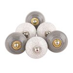 Ceramic knobs, 'Modern Homestead' (set of 6) - Black and White Modern Ceramic Knobs from India (Set of 6)