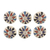 Ceramic knobs, 'Blissful Floral' (set of 6) - Artisan Crafted Floral Ceramic Knobs from India (Set of 6)