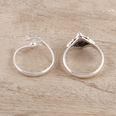 Ringe aus Amethyst und Sterlingsilber, (Paar) - Ringe aus Amethyst und Sterlingsilber aus Indien (Paar)