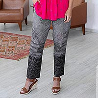 Block-printed cotton trousers, 'Casual Summer' - Block Printed Geometric Cotton Trousers from India