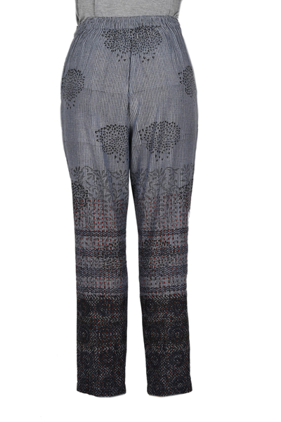 Block-printed cotton trousers, 'Casual Summer' - Block Printed Geometric Cotton Trousers from India