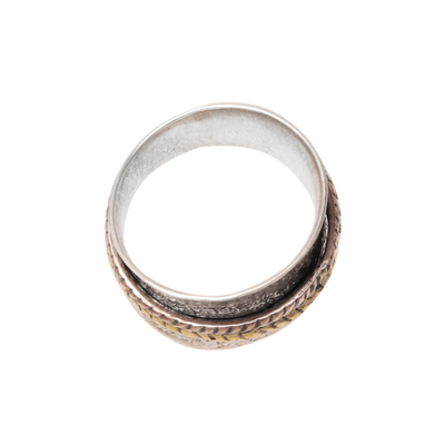 Sterling silver spinner ring, 'Rope Rotation' - Rope Pattern Sterling Silver Spinner Ring from India
