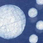 Block-printed cotton shawl, 'Indigo Moons' - Moon Motif Block-Printed Cotton Shawl from India