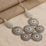 Sterling silver statement necklace, 'Regal Medallions' - Sterling Silver Medallion Statement Necklace from India