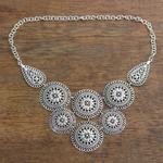 Sterling silver statement necklace, 'Regal Medallions' - Sterling Silver Medallion Statement Necklace from India