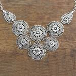 Sterling silver statement necklace, 'Regal Medallions' - Sterling Silver Medallion Statement Necklace from India
