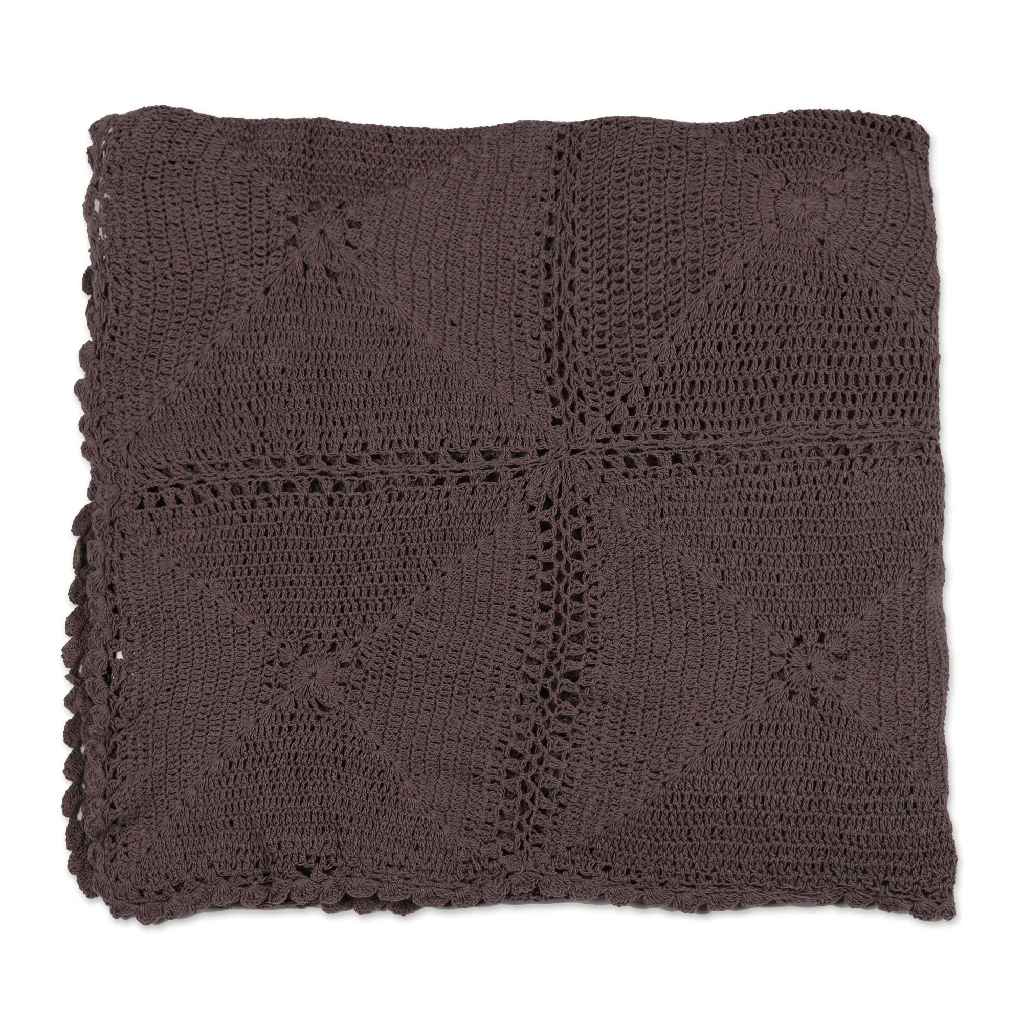 UNICEF Market Crocheted Mauve Cotton Throw Blanket From India Comfort Muse In Mauve