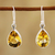 Citrine dangle earrings, 'Yellow Glimmer' - 9-Carat Teardrop Citrine Dangle Earrings from India thumbail