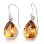 Citrine dangle earrings, 'Yellow Glimmer' - 9-Carat Teardrop Citrine Dangle Earrings from India