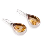 Citrine dangle earrings, 'Yellow Glimmer' - 9-Carat Teardrop Citrine Dangle Earrings from India