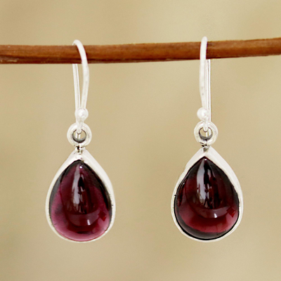 Garnet dangle earrings, Red Glimmer
