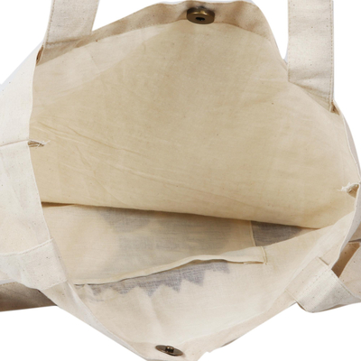 Umhängetasche aus Baumwolle - Mit Pfauenmuster bestickte Umhängetasche aus Baumwolle in Mahagoni