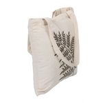 Cotton shoulder bag, 'Ferny Frond in Sage' - Sage Fern Pattern Embroidered Cotton Shoulder Bag from India