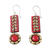 Ceramic dangle earrings, 'Creative Flowers' - Red and Golden Floral Ceramic Dangle Earrings from India (image 2a) thumbail