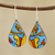 Ceramic dangle earrings, 'Song of Autumn' - Hand-Painted Teardrop Ceramic Dangle Earrings from India thumbail
