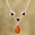 Garnet and aventurine pendant necklace, 'Dusk Glamour' - Garnet and Aventurine Pendant Necklace from India