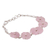 Quartz link necklace, 'Soft Pink Blossoms' - Pink Quartz Floral Link Bracelet from India
