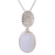 Chalcedony pendant necklace, 'Oval Ridges' - Ridged Chalcedony Pendant Necklace from India