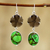 Smoky quartz dangle earrings, 'Evening Flower' - Floral Smoky Quartz and Composite Turquoise Dangle Earrings thumbail