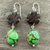 Smoky quartz dangle earrings, 'Evening Flower' - Floral Smoky Quartz and Composite Turquoise Dangle Earrings (image 2b) thumbail