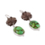 Smoky quartz dangle earrings, 'Evening Flower' - Floral Smoky Quartz and Composite Turquoise Dangle Earrings