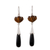 Tiger's eye and onyx dangle earrings, 'Magical Flowers' - Floral Tiger's Eye and Onyx Dangle Earrings from India