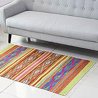 Wool area rug, 'Diamond Illusion' (3x5) - Diamond Pattern Wool Area Rug from India (3x5)