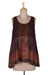 Rayon high-low tank top, 'Russet Fusion' - Sleeveless Rayon Tie-Dyed Embroidered Top (image 2a) thumbail