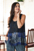 Rayon high-low tank top, 'Blue Fusion' - Tie-Dyed Blue Rayon High Low Tank Top thumbail