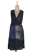 Rayon wrap dress, 'Blue Fusion' - Crinkle Rayon Blue and Taupe Wrap Dress (image 2a) thumbail