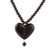 Ebony wood beaded pendant necklace, 'Love in the Heart' - Heart-Shaped Ebony Wood Beaded Pendant Necklace from India