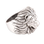 Men's sterling silver ring, 'King's Roar' - Men's Sterling Silver Lion Ring from India
