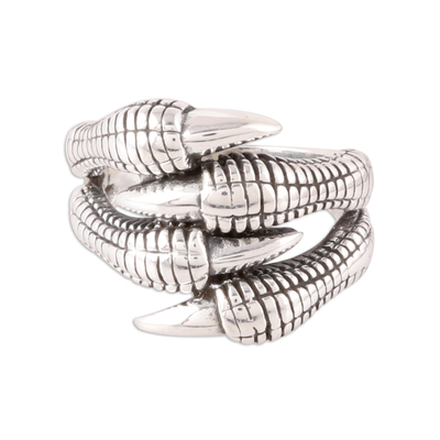 Sterling Silver Dragon Claw Band Ring from India
