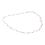 Sterling silver link necklace, 'Rings and Teardrops' - Unisex Sterling Silver Link Necklace Crafted in India