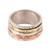 Sterling silver spinner ring, 'Moving Patterns' - Patterned Sterling Silver Spinner Ring with Brass and Copper