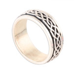 Sterling silver spinner ring, 'Celtic Illusion' - Celtic Pattern Sterling Silver Spinner Ring from India