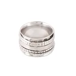 Sterling silver spinner ring, 'Rotating Style' - Patterned Sterling Silver Spinner Ring from India