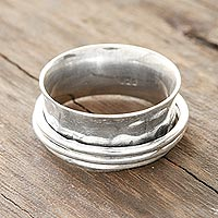 Sterling Silver Spinner Ring Crafted in India,'Elegant Rotation'