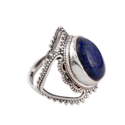 Lapis lazuli single-stone ring, 'Deep Blue Magnificence' - Lapis Lazuli Single-Stone Ring from India