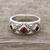 Garnet band ring, 'Radiant Squares' - Garnet Band Ring Crafted in India (image 2) thumbail